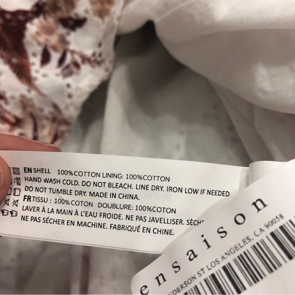 En Saison - Lace Burgundy Floral Print Cotton Babydoll Top - Size M - Picture 6 of 7